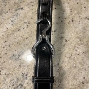 Tory Leather Hoof Pick Buckle Belt size 36 black and chrome